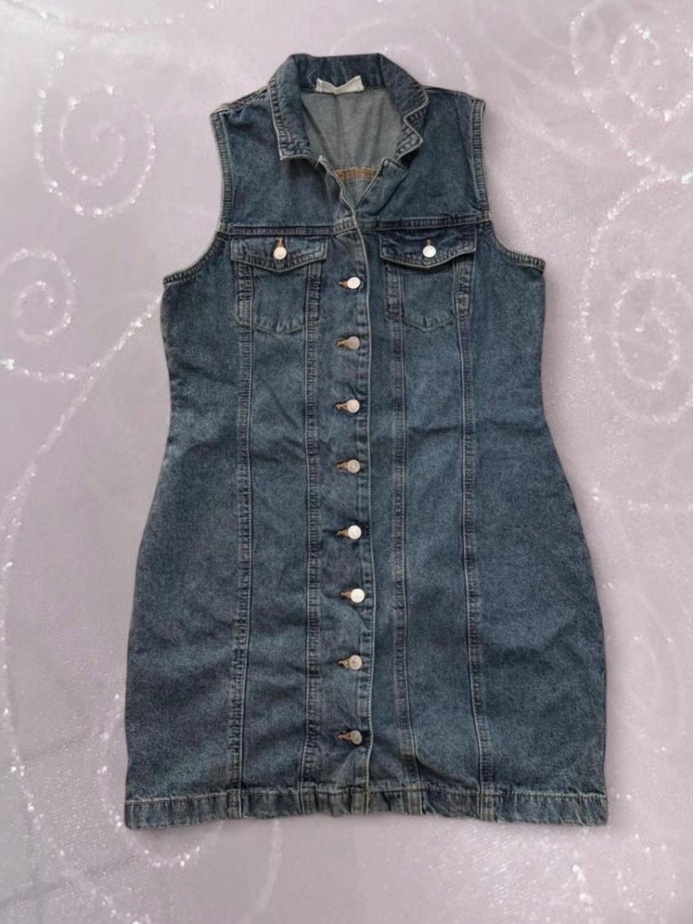 Cotton-On Button-Front Denim Dress in Washed Blue